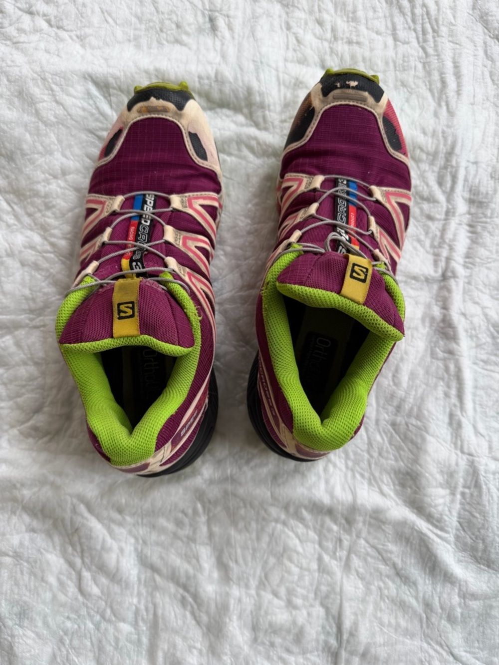 Salomon Women's Trail Running Shoes - Magenta and Lime size 8.5